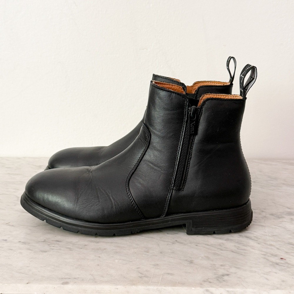 Xena Omega Steel Toe Work Boots 9 Wide Black‎ Leather Side Zip Chelsea Utility